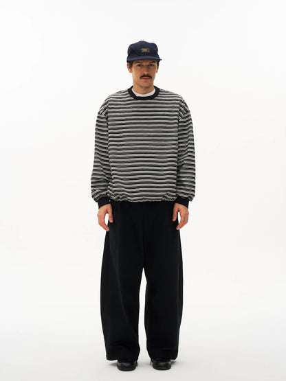 Striped Drawstring Long Sleeve Tee in striped product photo