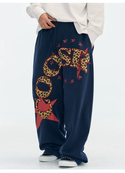 Graphic Star Embroidered Sweatpants