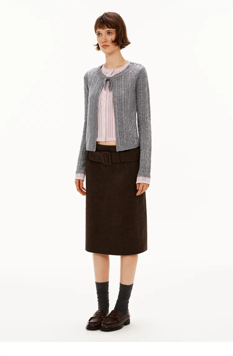 Faux-Layered Argyle Wool Cardigan - 360 view 11