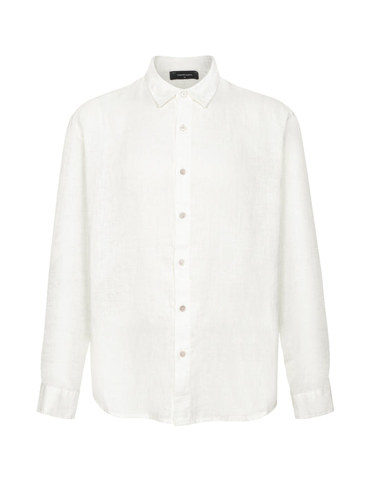 Linen-Blend Relaxed Long-Sleeve Shirt