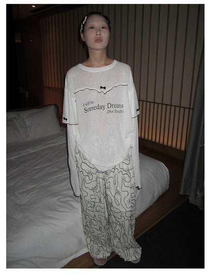 Bow Panel Faux-Layer Long-Sleeve Tee