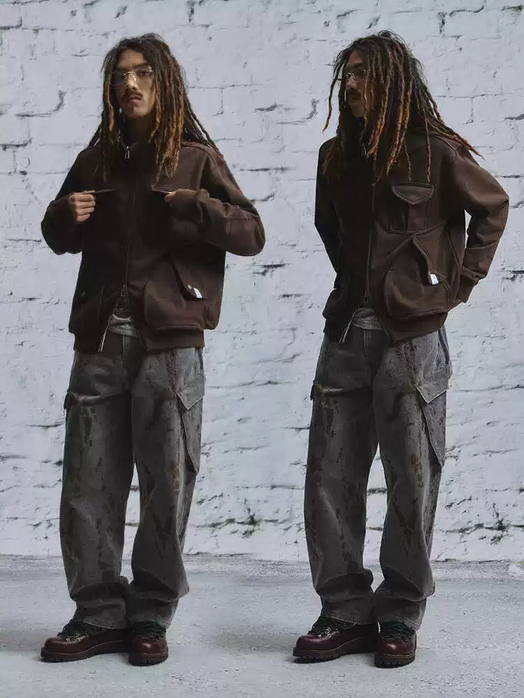 Distressed Print Canvas Cargo Pants product view