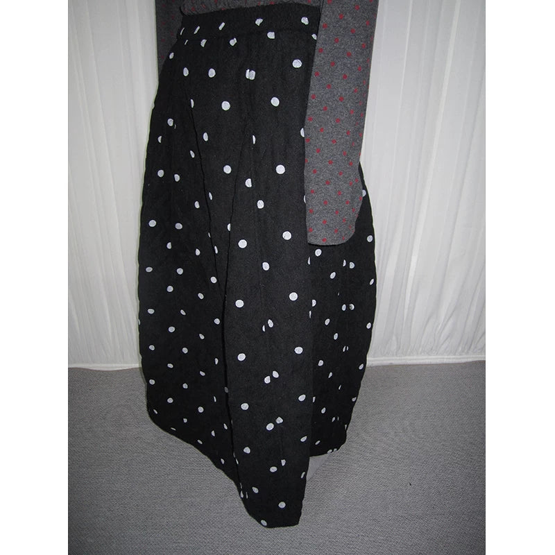 Polka-Dot High-Waist Midi Skirt