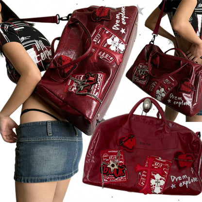 Heart Patch Duffle Travel Bag detail 8