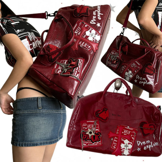 Heart Patch Duffle Travel Bag detail 8