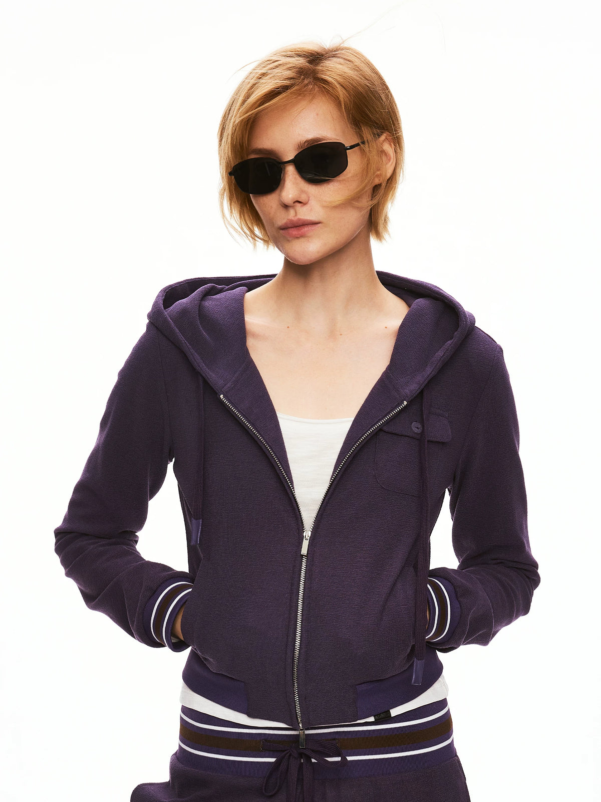 Textured Knit Relaxed Zip-Up Hoodie Set