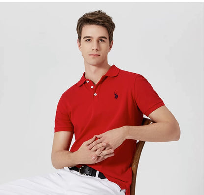 Embroidered Chest Logo Cotton Pique Polo Shirt
