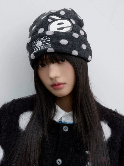 Polka Dot Knit Beanie
