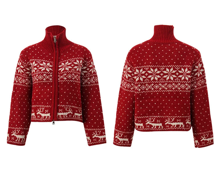 Fair Isle Cropped Knit Cardigan