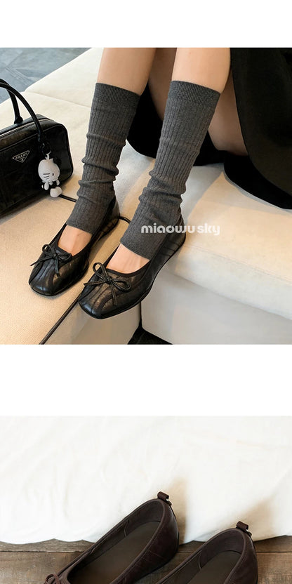 Leather Bow Ballet Flats