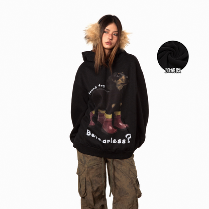 Dachshund Print Fleece Hoodie