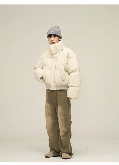 Men’s Short Puffer Jacket in light cream