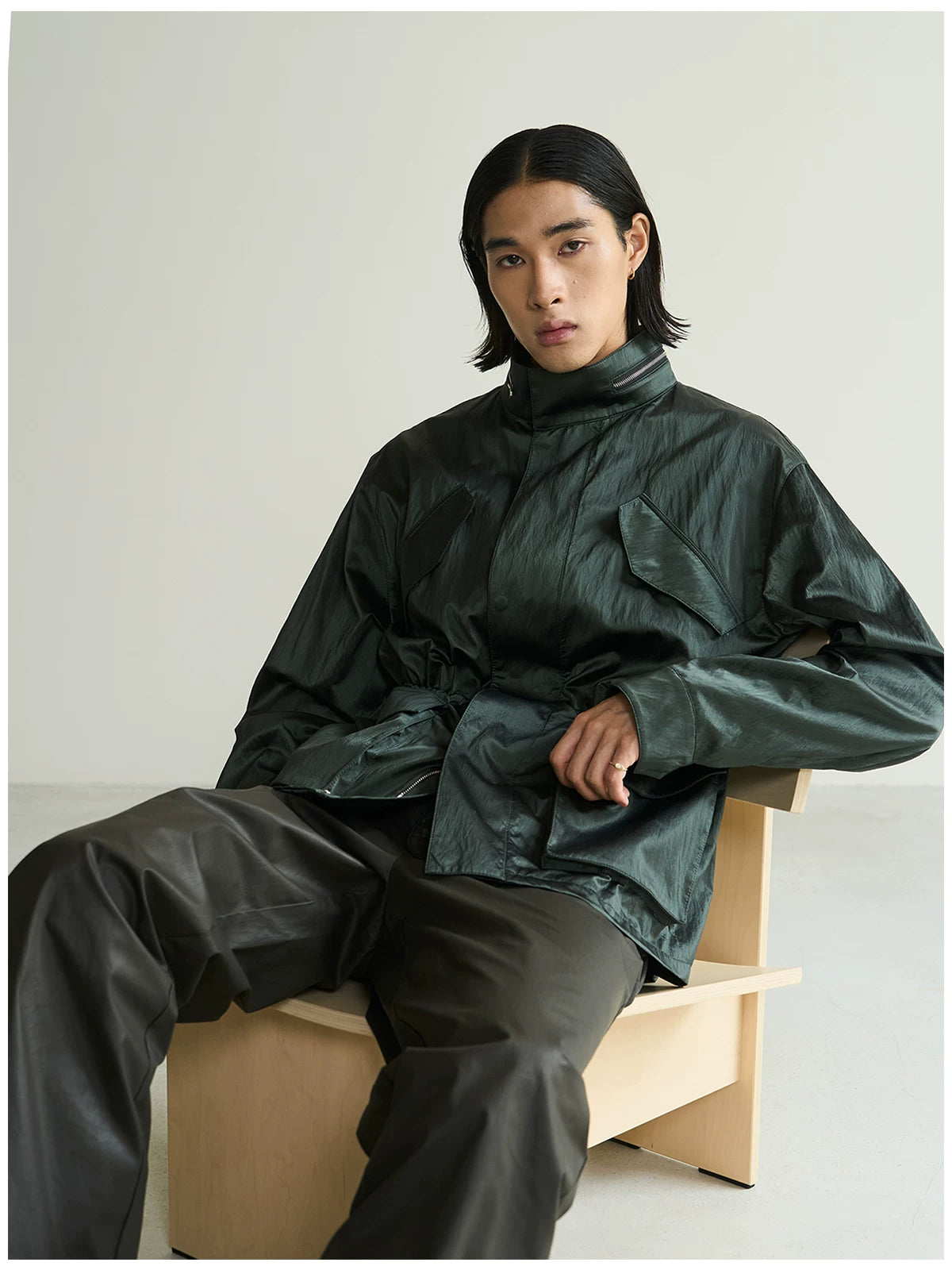 7440 37 1 AW26 Washed Metallic M65 Drawstring Jacket