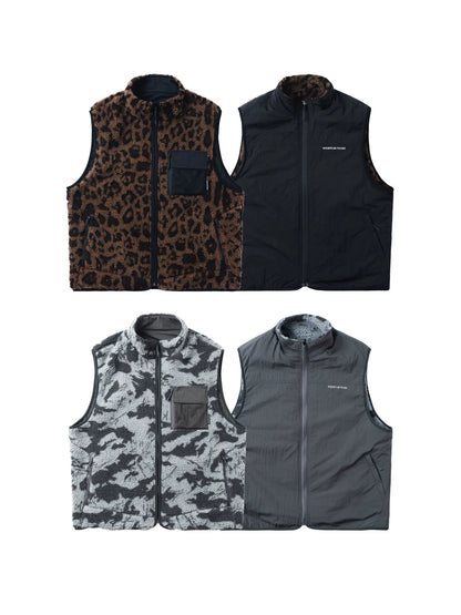 Reversible Camo and Leopard Sherpa Vest - view 13