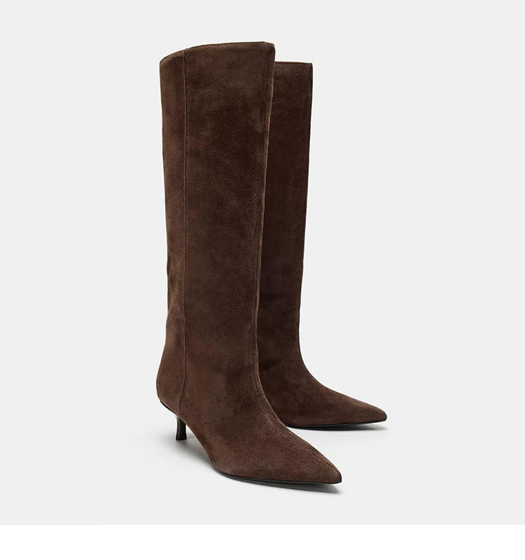 Women's Pointed Toe Stiletto Wide-Calf Knee-High Boots