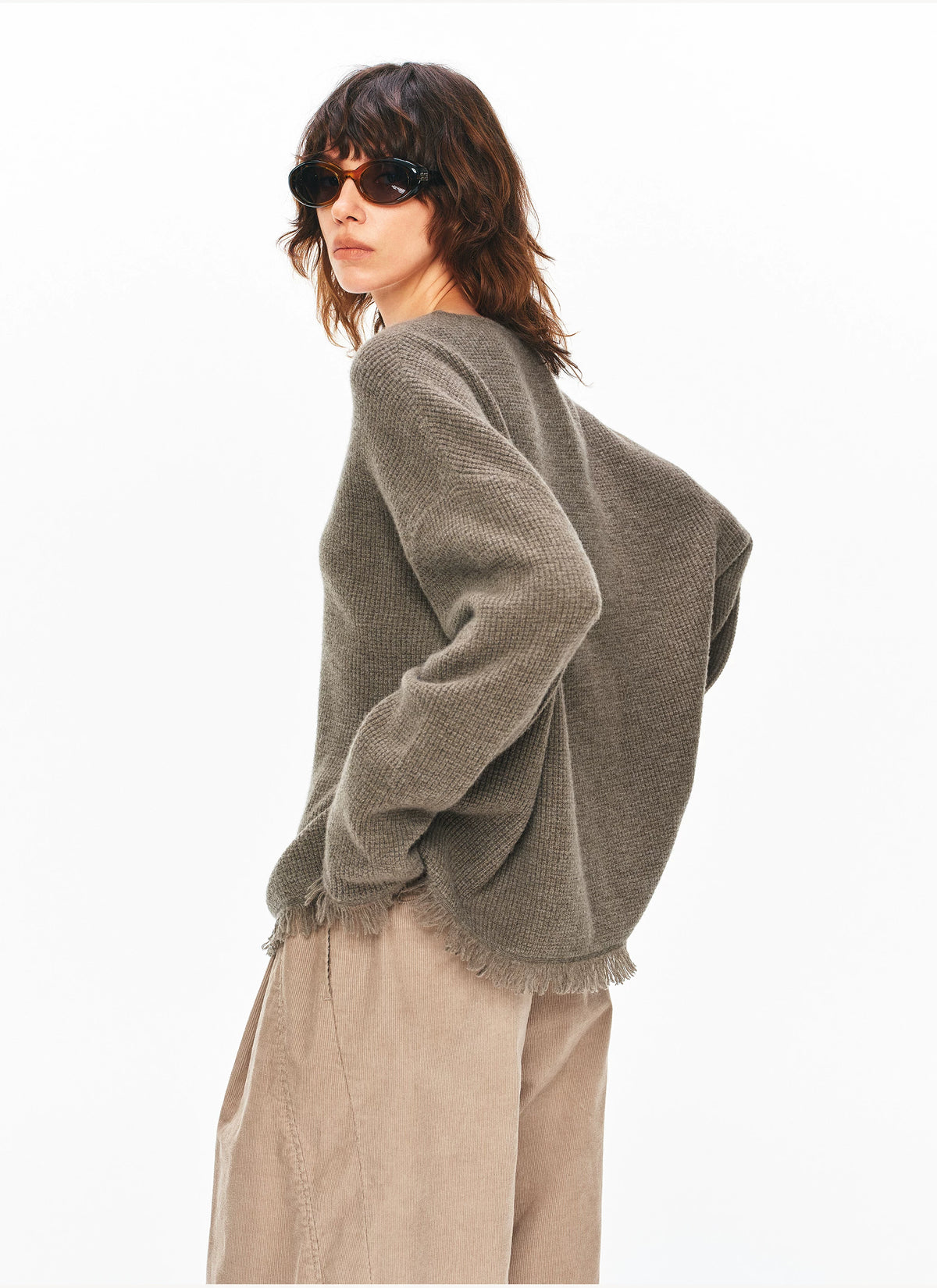 Textured Fringe Wool Sweater - 360 view 2