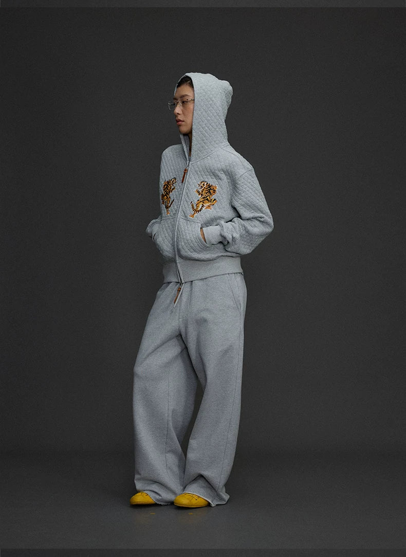 Embroidered Hooded Zip Jacket