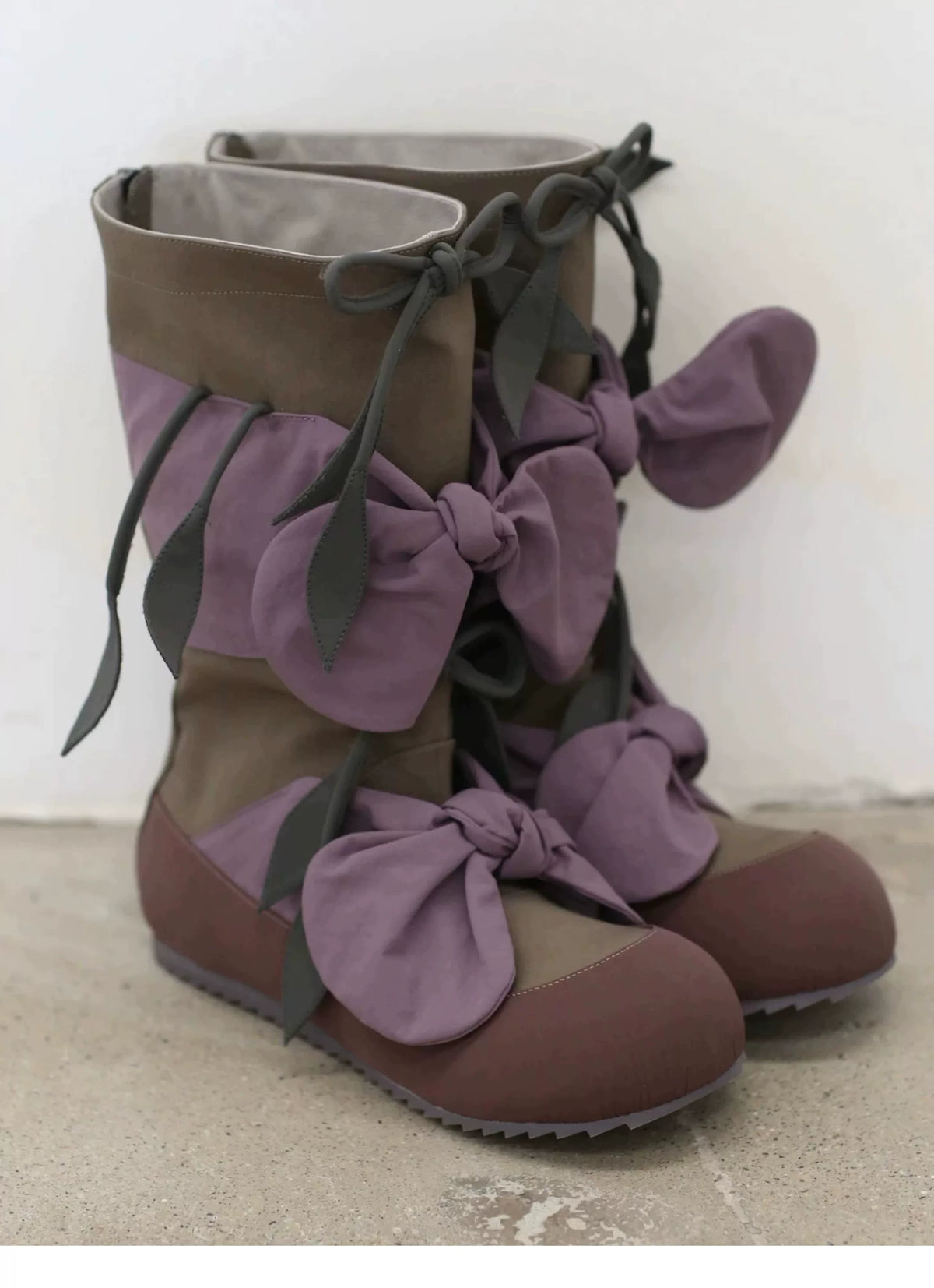 Round Toe Bow Detail Mid-Calf Boots product photo