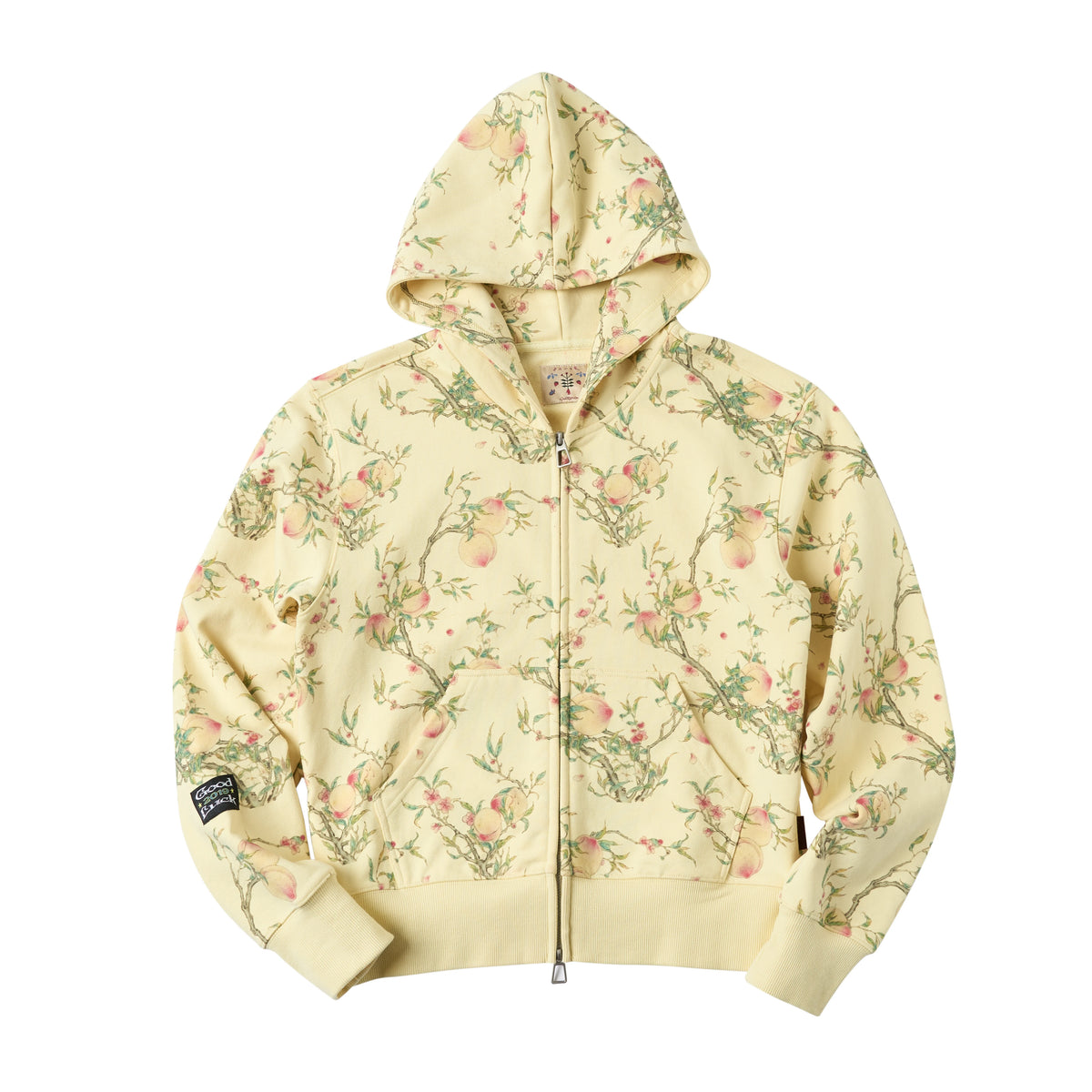 Floral Hooded Zip Sweatshirt product photo, yellow