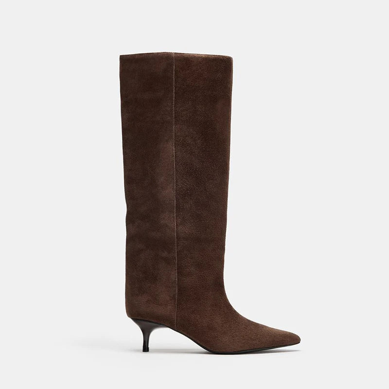 Women's Pointed Toe Stiletto Wide-Calf Knee-High Boots