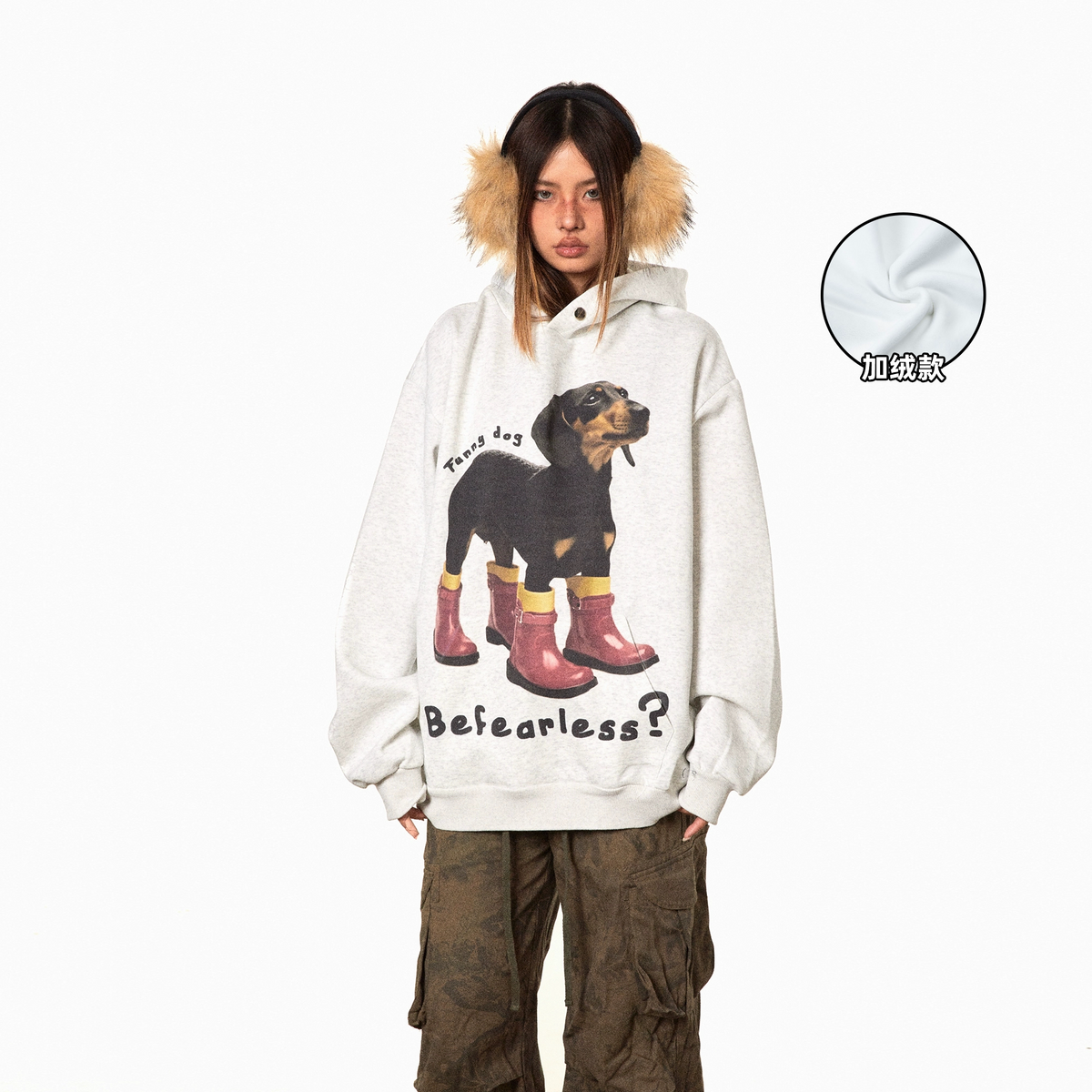 Dachshund Print Fleece Hoodie