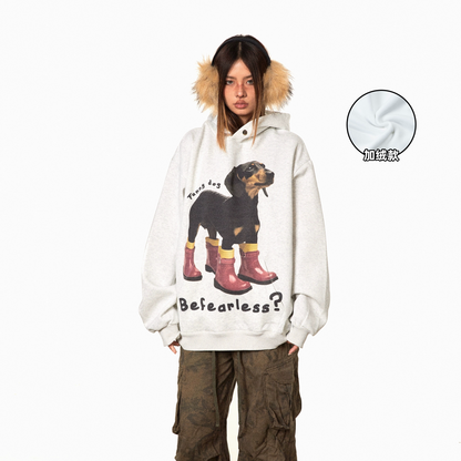 Dachshund Print Fleece Hoodie