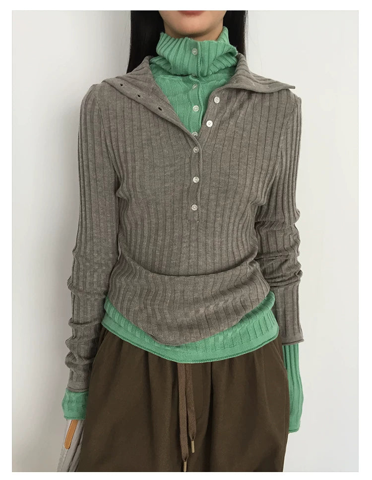 Ribbed Mock-Neck Knit Top