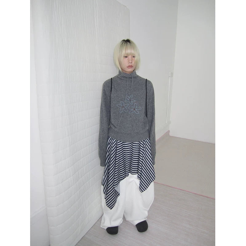 Heather Grey Half Zip Knit Sweater