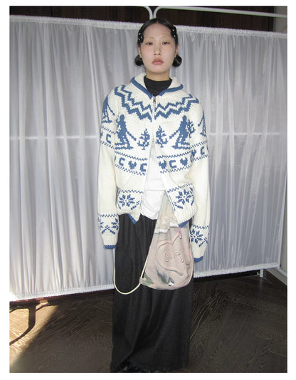 Fair-Isle-Strickpullover mit Baum-Motiv