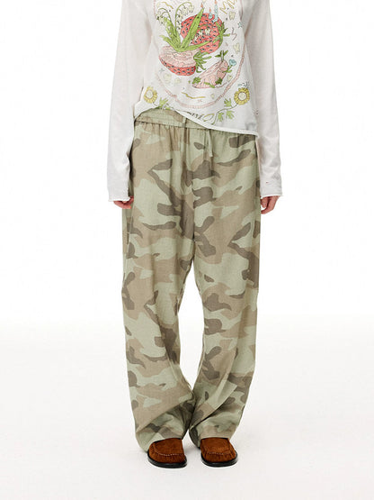 Camouflage Print Straight Leg Pants