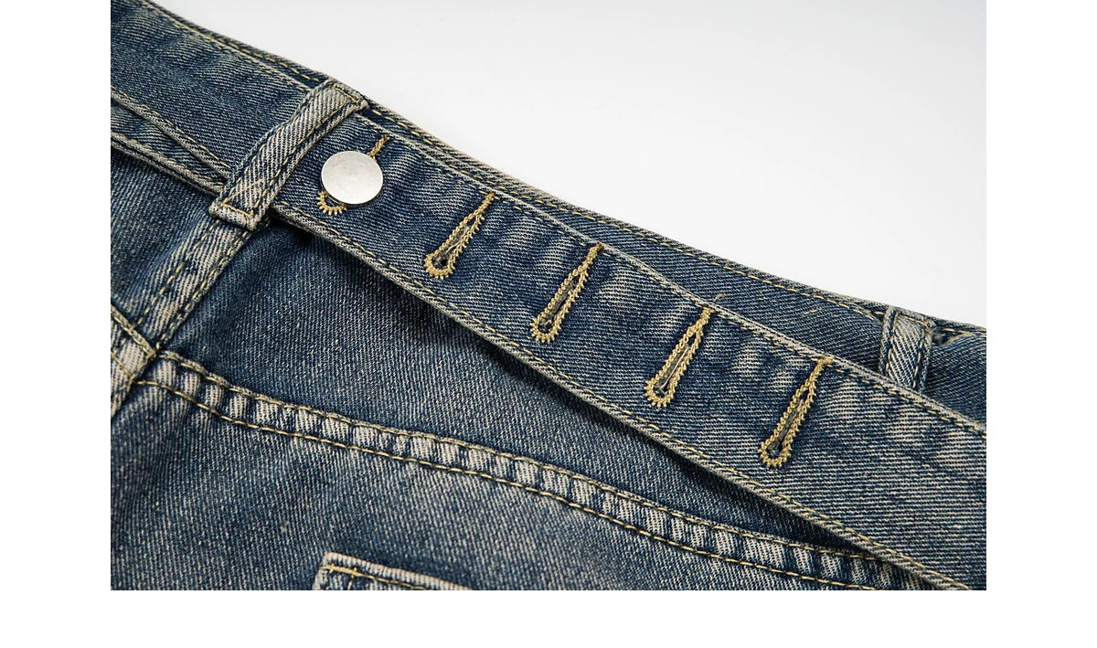 Distressed Wide-Leg Jeans