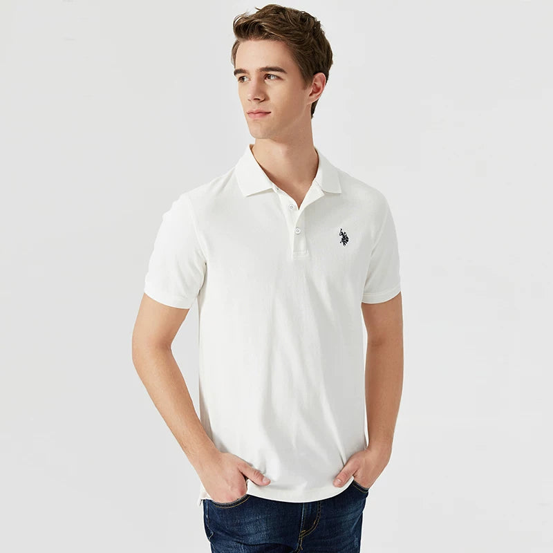 Embroidered Chest Logo Cotton Pique Polo Shirt