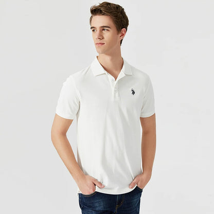 Embroidered Chest Logo Cotton Pique Polo Shirt