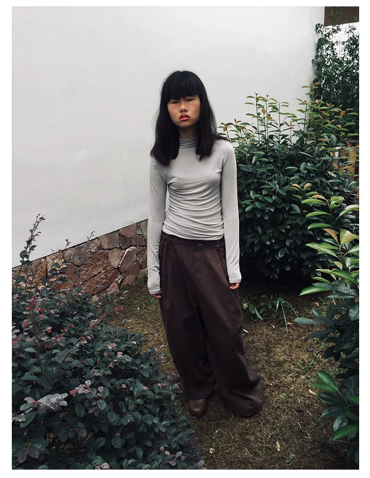 Mock Neck Fitted Long Sleeve Top