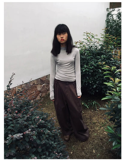 Mock Neck Fitted Long Sleeve Top