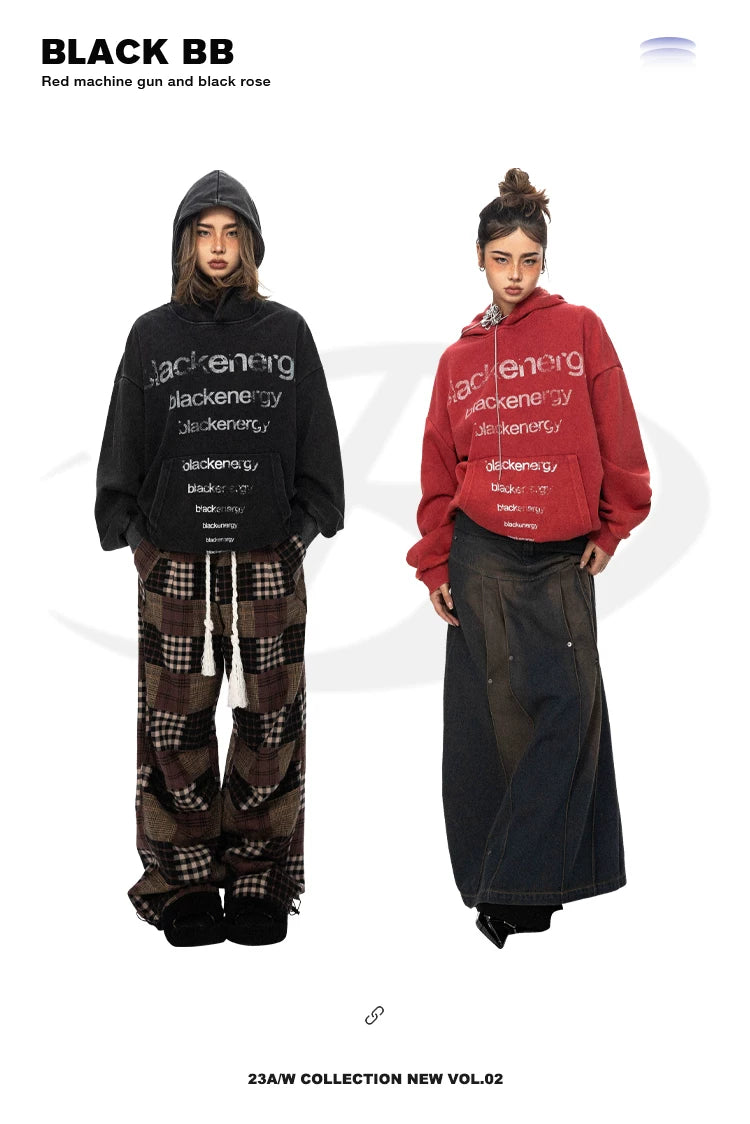 Washed Letter Print Hoodie
