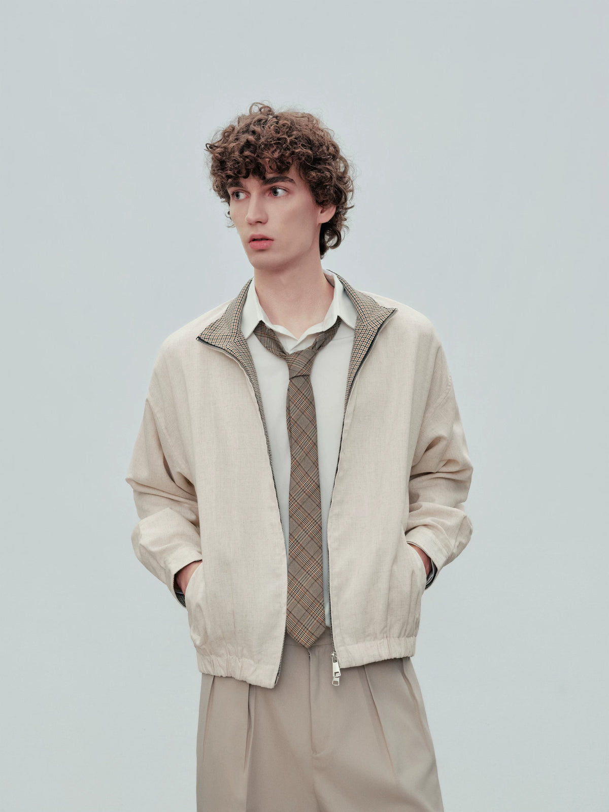 Heritage Linen-Blend Stand Collar Jacket