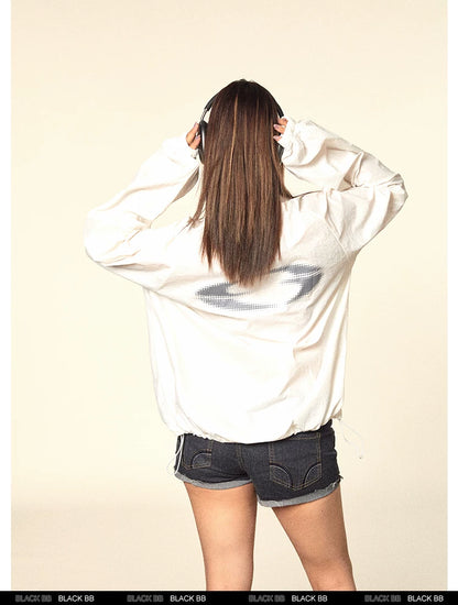Crinkled Stand Collar Zip Jacket