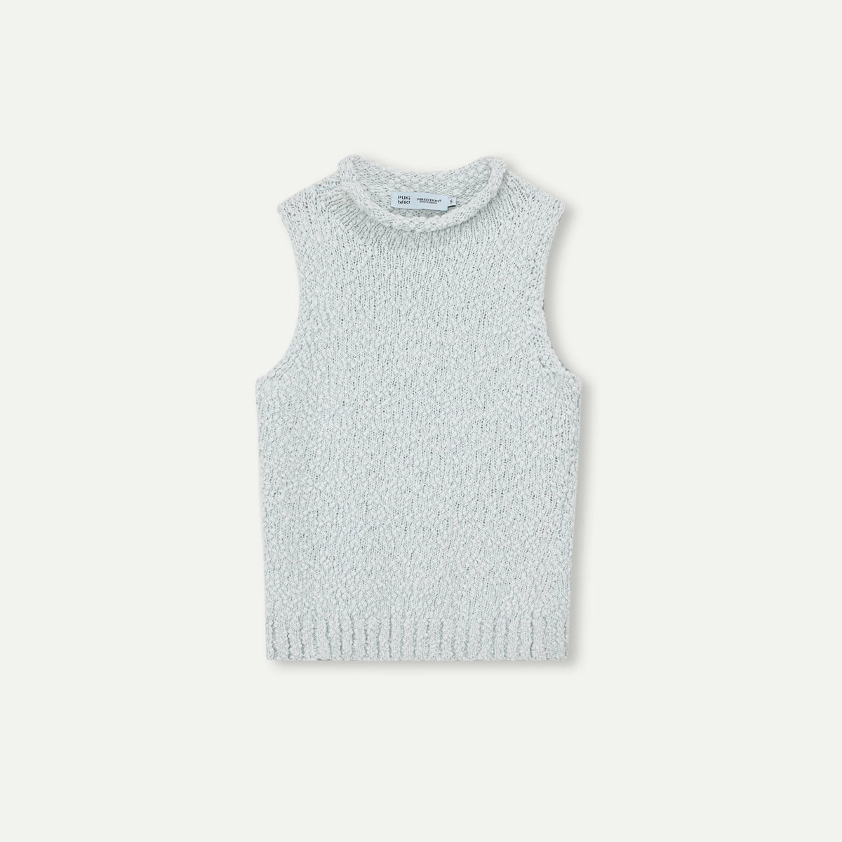 High Neck Textured Cotton Knit Tank Top