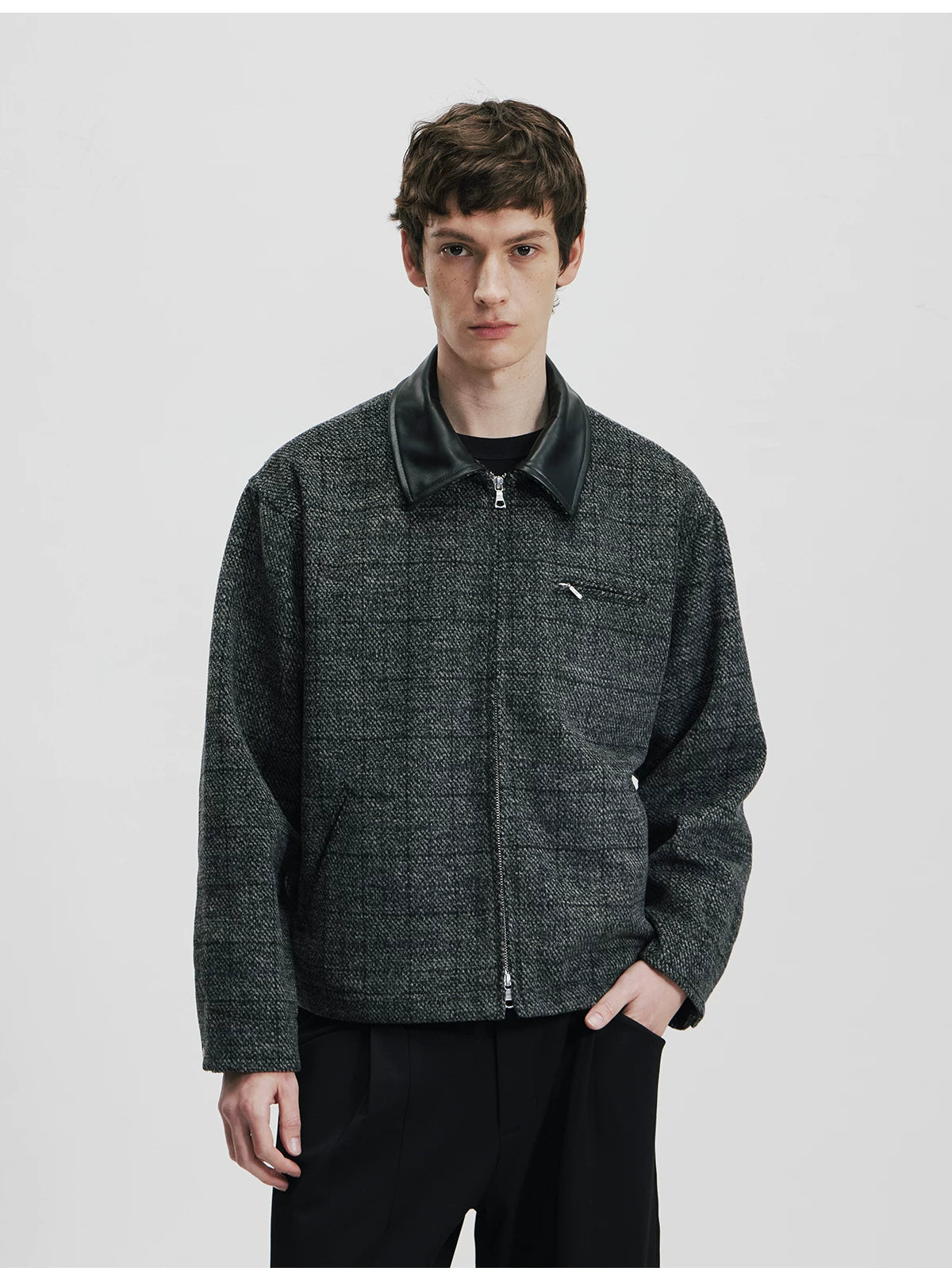Whimnotion 25AW Wool Detroit Leather-Collar Jacket