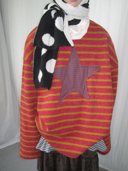 Star Stripe Patchwork Knit Sweater