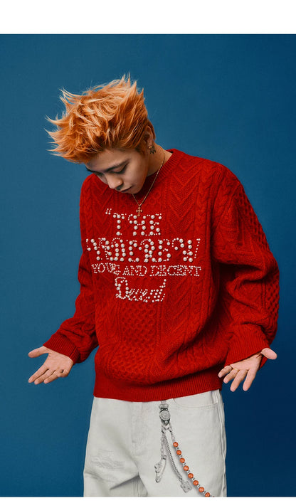 Pearl Letter Knit Sweater