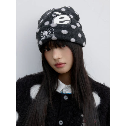 Polka Dot Knit Beanie