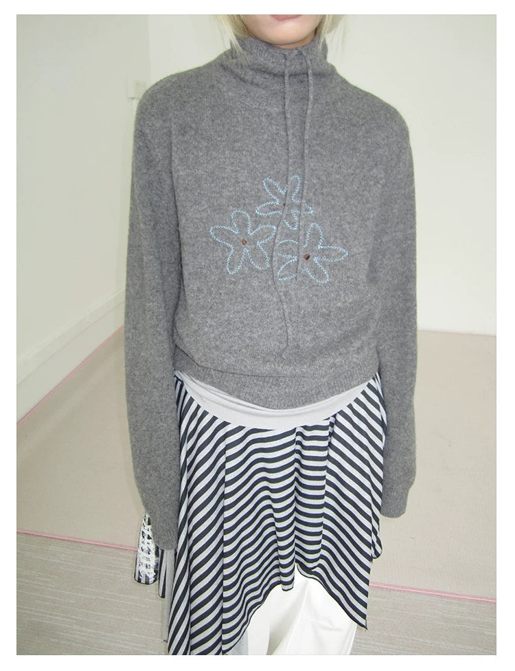 Heather Grey Half Zip Knit Sweater