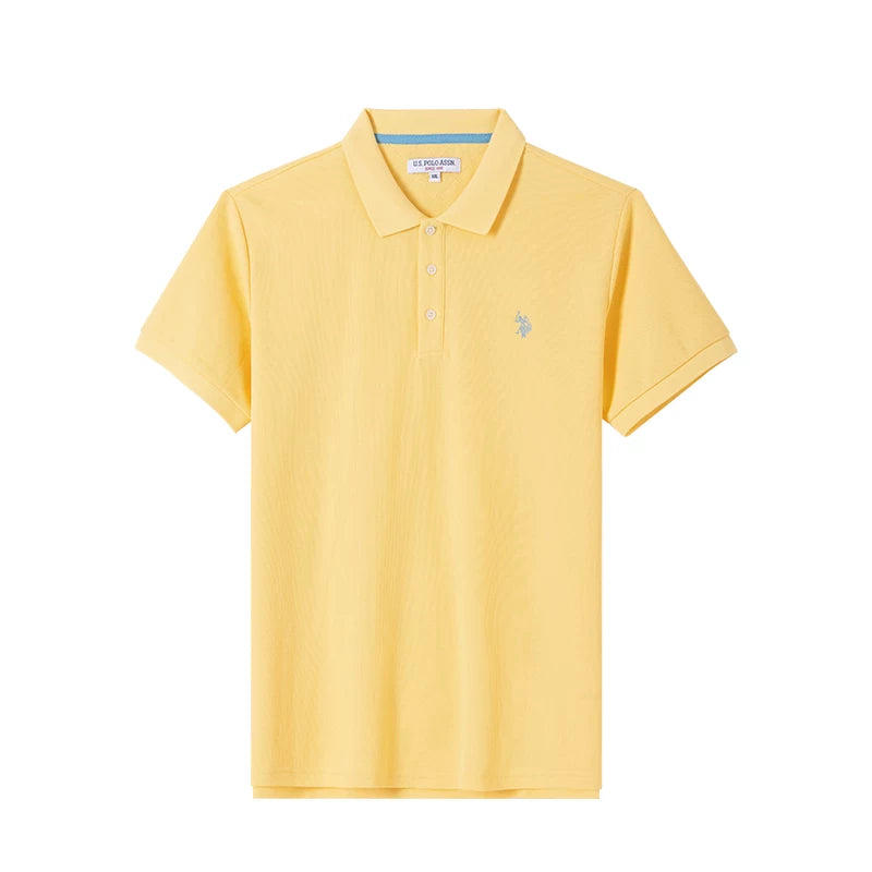 Contrast Collar Tape Cotton Blend Pique Polo Shirt