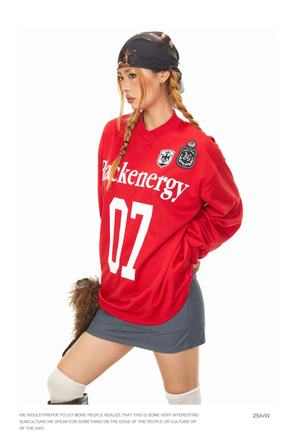 Number 07 V Neck Long Sleeve T-Shirt