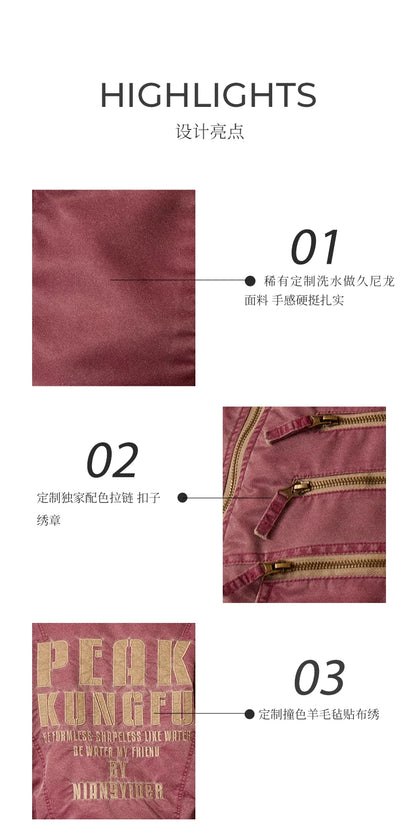 Washed Quilted Patch Embroidered Jacket