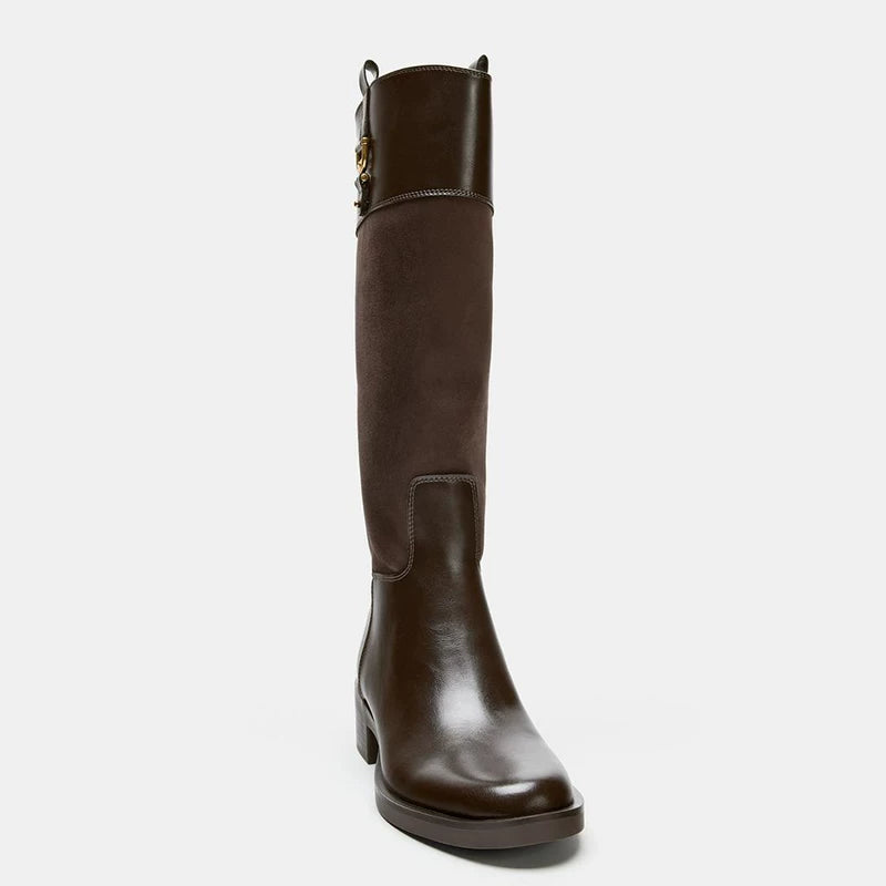 Women's Round Toe Block Heel Knee-High Boots