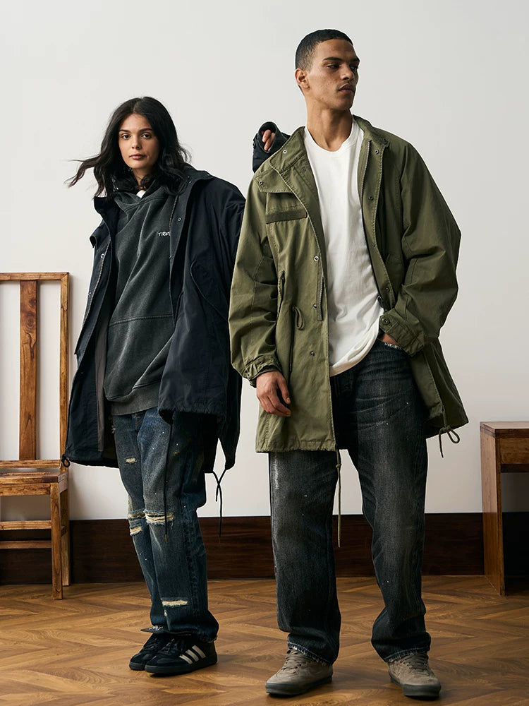 Hooded Fishtail Military Parka in olive product photo