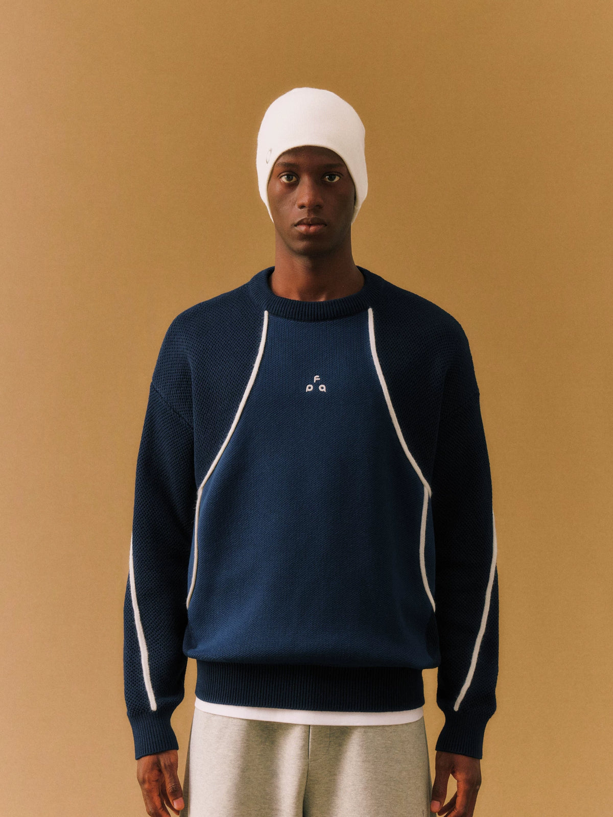 FPA Contrast Texture Arc Crew Sweater